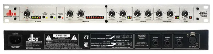DBX 286S - микрофонный процессор, включает компрессор, де-эссер с регулируемой частотой, энхансер